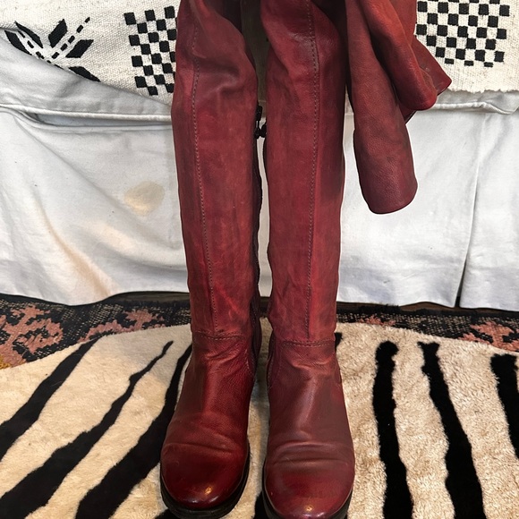 A.S.98 Red Over the Knee Leather Boots - Picture 3 of 7